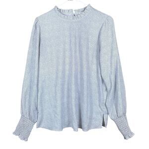 Maison d' Amelie Womens Blouse White Black Spotted Ruffle Balloon Sleeve Paris M